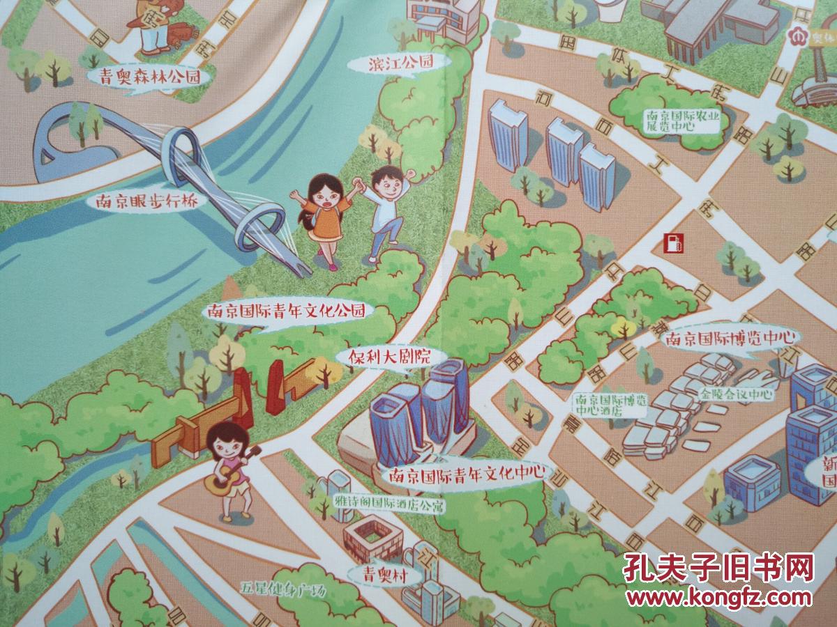 南京市建邺区手绘地图 建邺区地图 建邺地图 南京地图