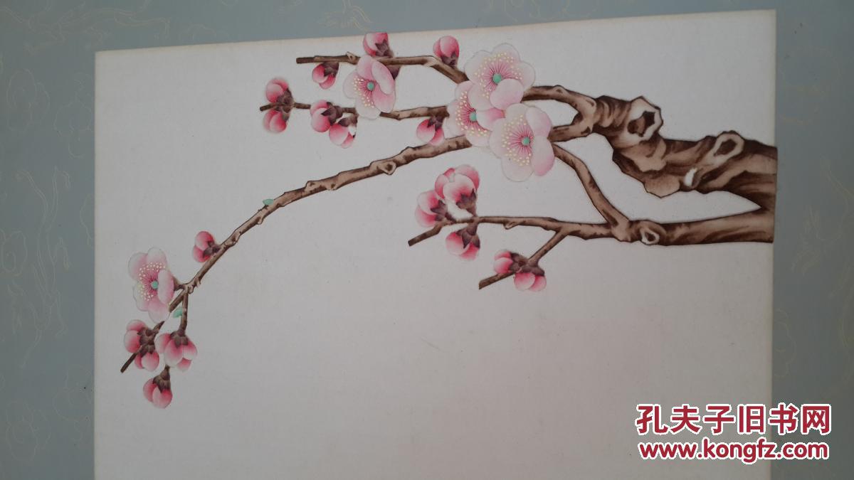 文革纸品:立体绒纸贴画《梅兰竹菊》少见!