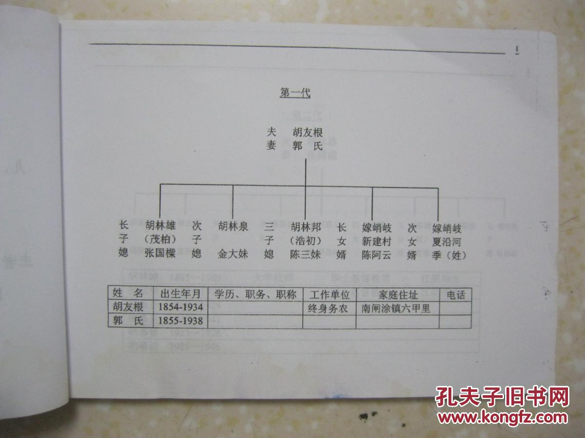 胡氏家族宗谱(胡氏宗谱,江苏省江阴市南闸涂镇一带.