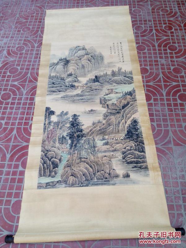 原装原裱手绘  山水画一副落款周臣作品  中国明代中期的著名职业画家