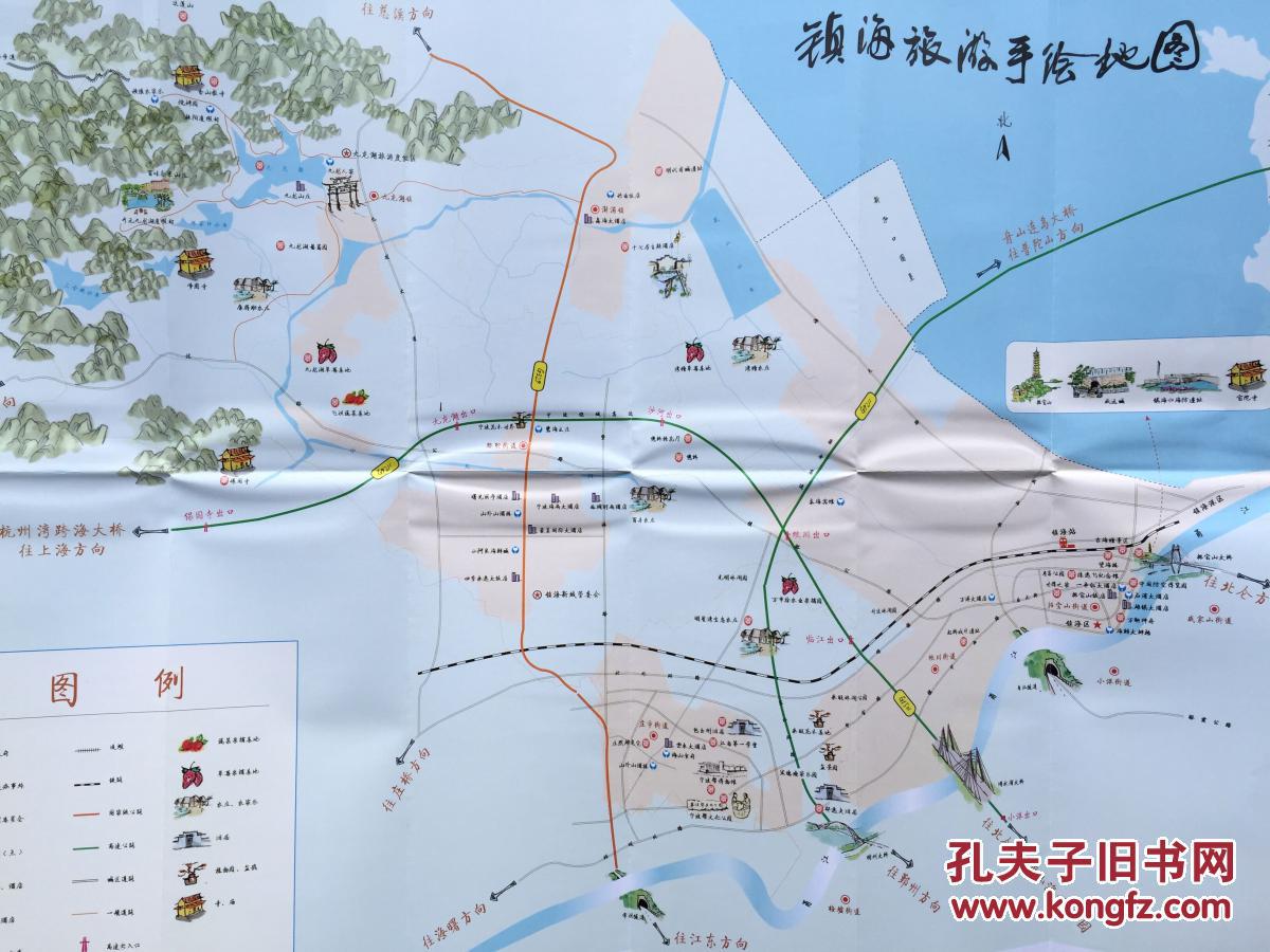 镇海区旅游手绘地图 镇海区地图 镇海地图 手绘地图图片