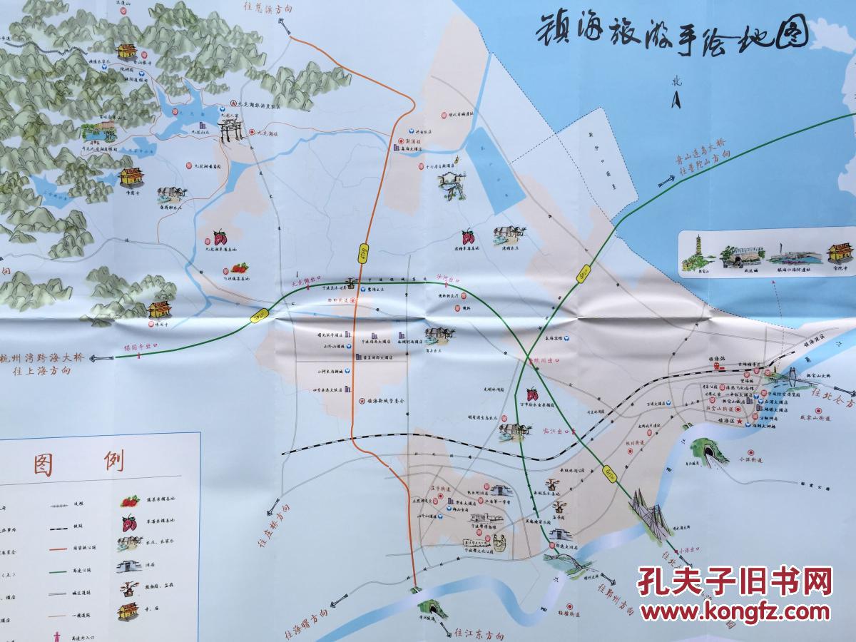 镇海区旅游手绘地图 镇海区地图 镇海地图 手绘地图