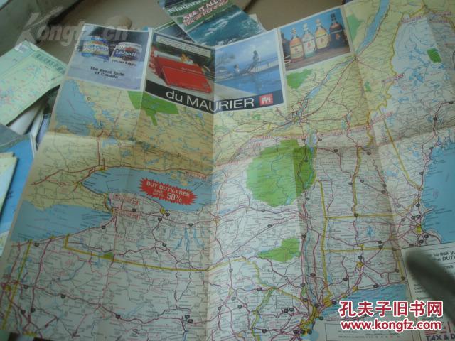 D MAP美国-加拿大公路地图 80年代 2开 英文原