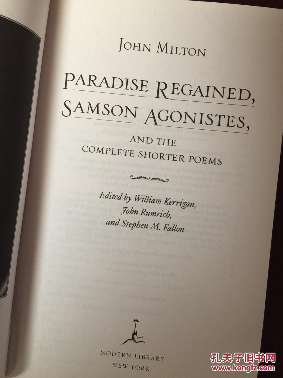 paradise regained, samson agonistes, and the complete shorter