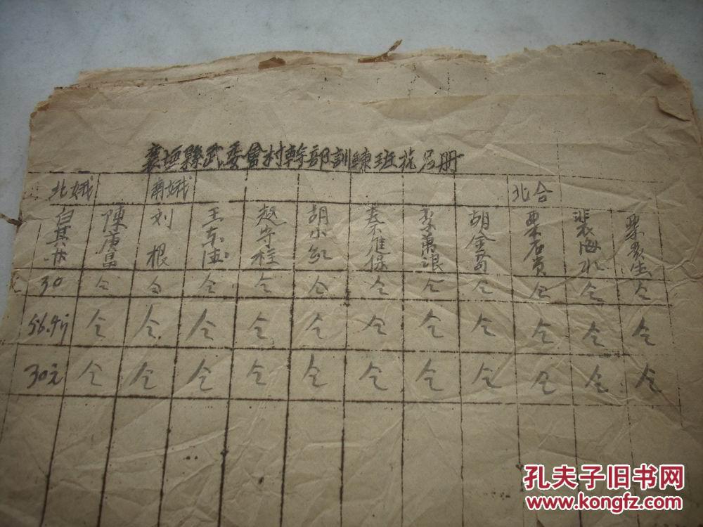 1943年-襄垣县安家荣誉军人-粮食菜金花名册 襄垣县武