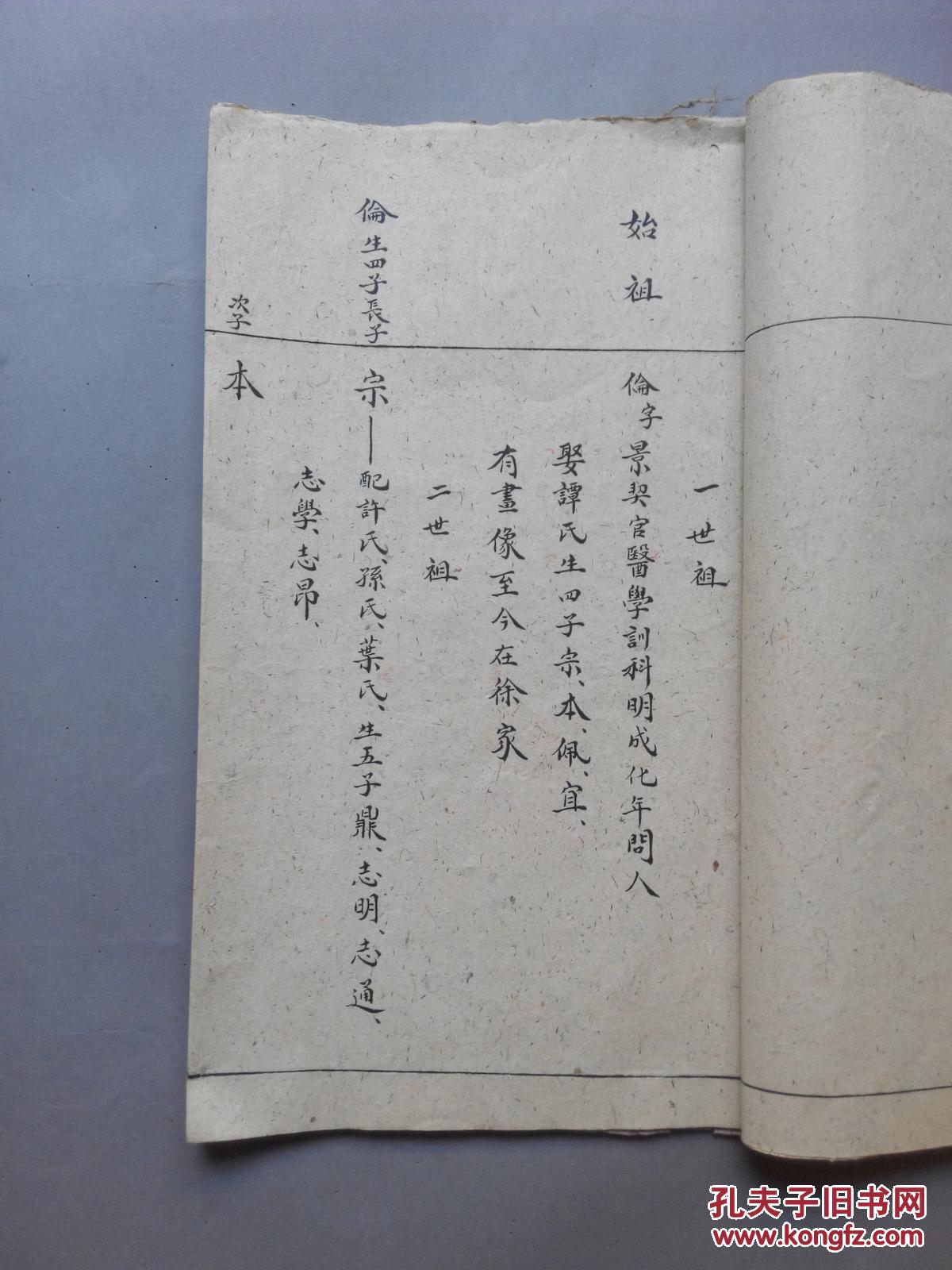 手抄山东潍县《徐氏族谱》一大册,大开本! 拍品编号:27391892