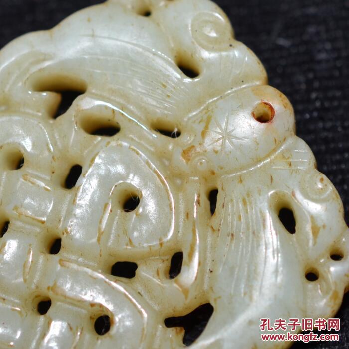 古玩古玉老玉 和田玉 清代老件镂空雕蝴蝶玉佩
