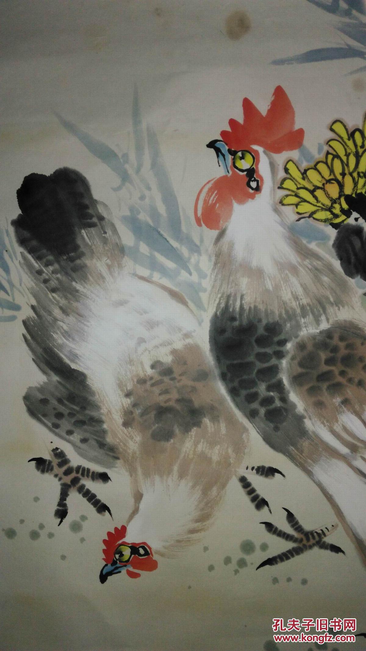 手绘真迹国画:山东美协会员胡开禧《相伴》立轴