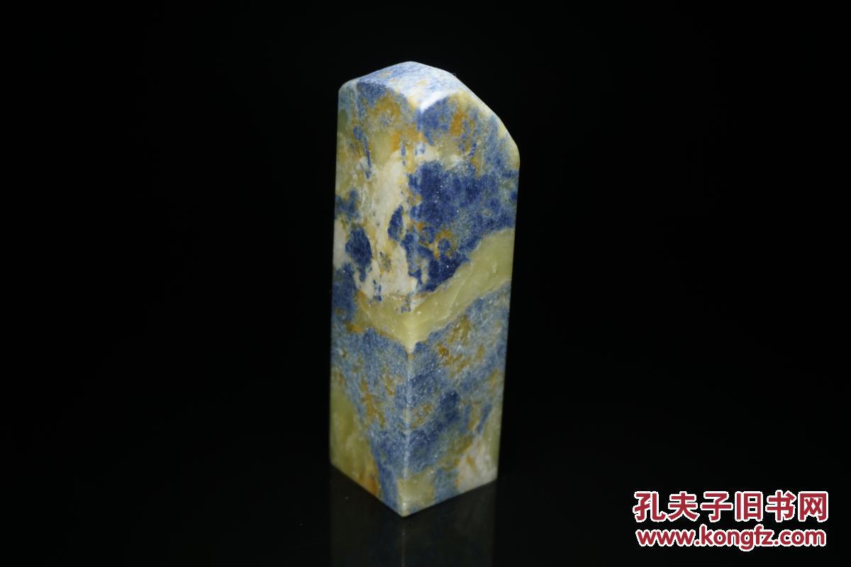 青田石封门蓝花印章 印中青花 缺蓝少绿 质地透彻 石性稳定 品好无裂