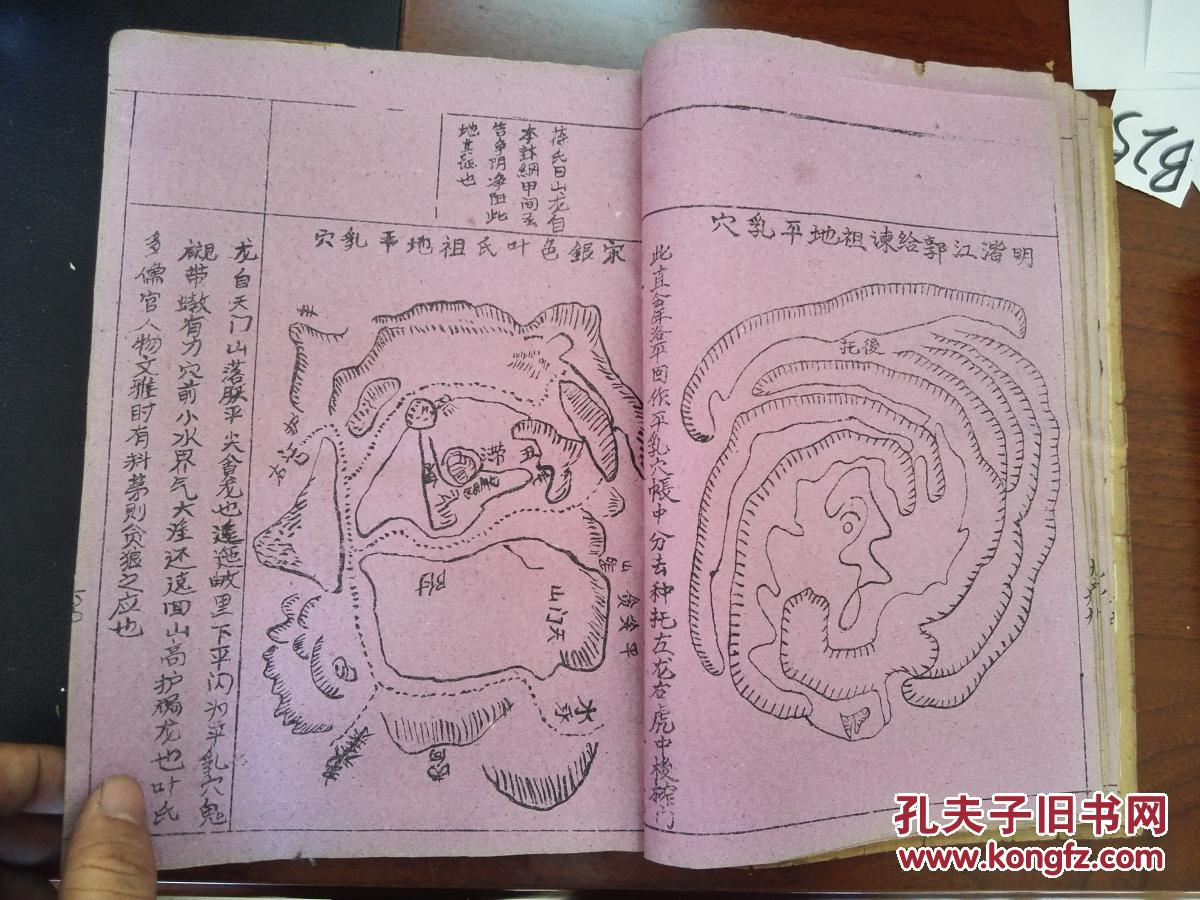 稀见粉白双色纸影印写本风水书:地理点穴撼龙经(下卷)