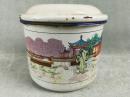 *FWPBMU-器形少见的中国名胜杭州西湖加厚老搪瓷大茶缸一只，风景绘画非常精美