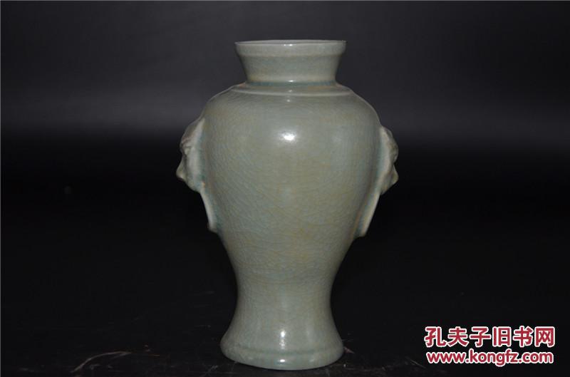 宋代元佑年清凉寺款张家窑兽耳阔口瓶18x13