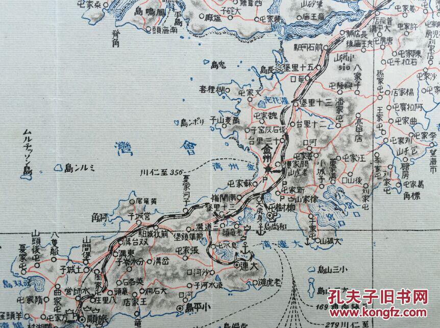 孔网唯一===清末军事地图《大东亚舆地图 旅顺》包涵清国辽宁旅顺图片