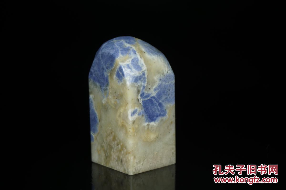 青田石封门蓝花印章 印中青花 缺蓝少绿 质地透彻 石性稳定 品好无裂