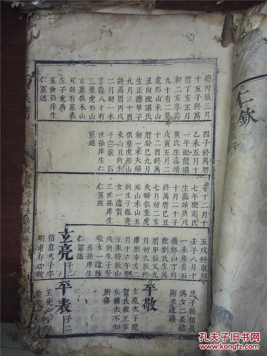 补图孔网孤本,清康熙特大开本精刻家谱:王氏家谱,存3巨厚册,包括首卷