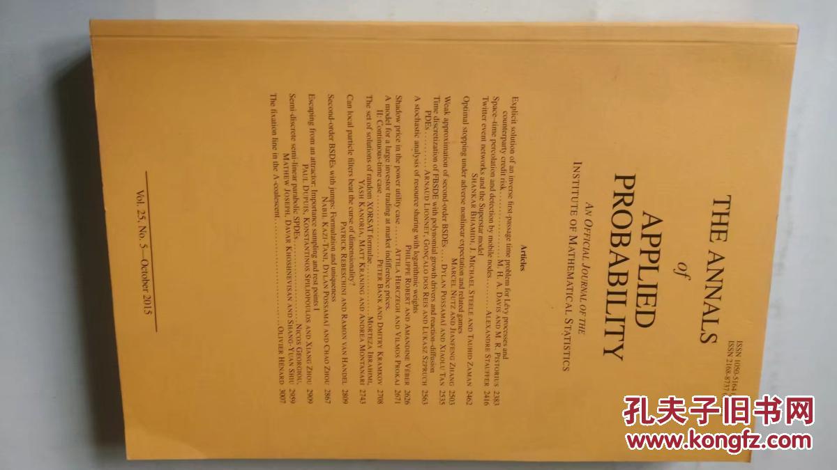 f Applied Probability 应用概率年鉴数学学术20