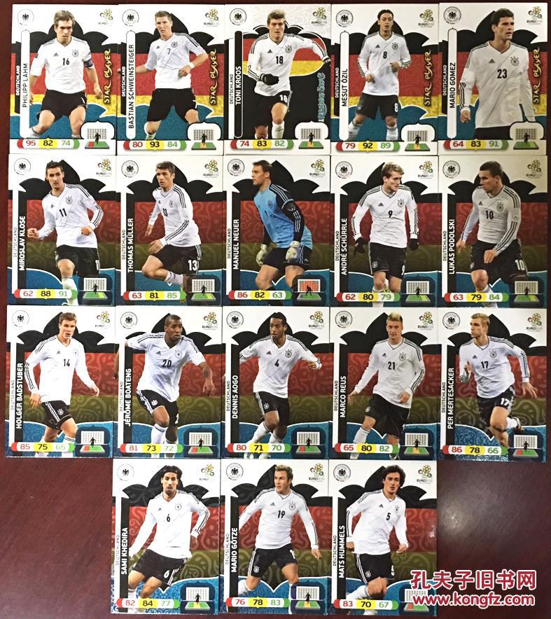足球周刊 帕尼尼球星卡 2012年欧洲杯 德国 球星卡 18张