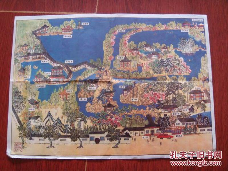 无锡蠡园游览图《手绘地图精美网上少见》