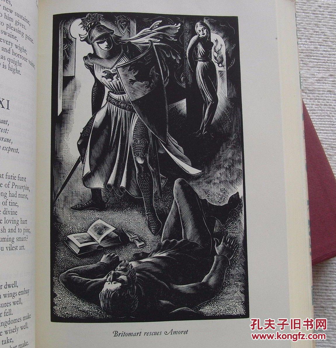 稀少版,斯宾塞著《仙后》艾格尼丝由米勒·帕克精美原创木刻版画,1953
