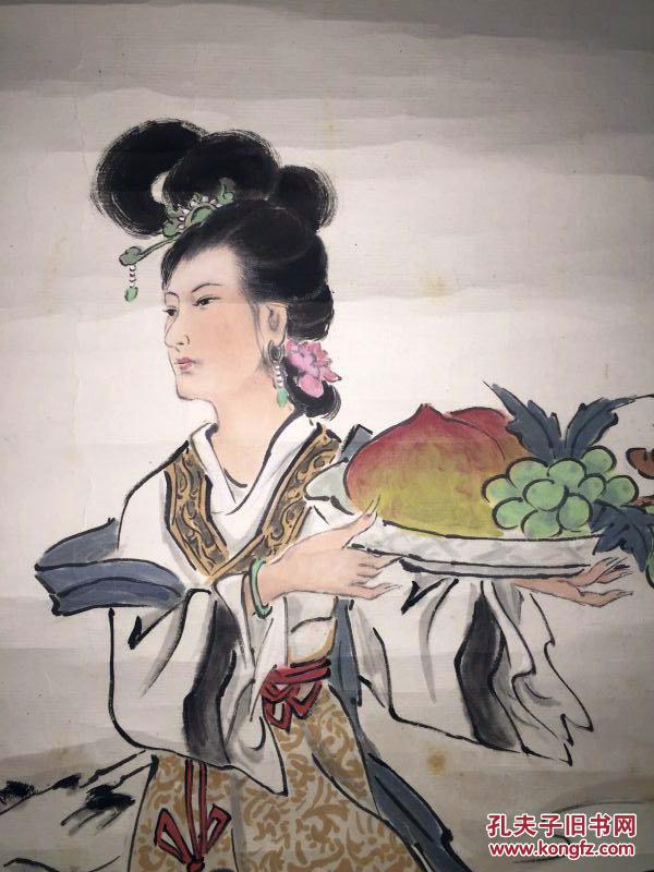 民国古琴家南通画家刘嵩樵古琴家刘赤城父重要代表作之一献寿图仕女