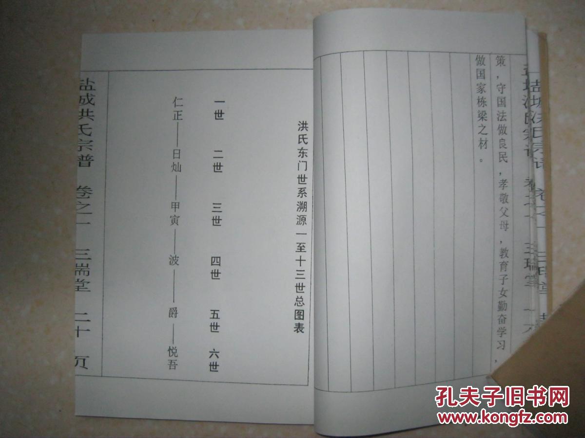 洪氏宗谱二本即卷之一卷之二三瑞堂江苏省盐城市洪仁正安徽省新安人明