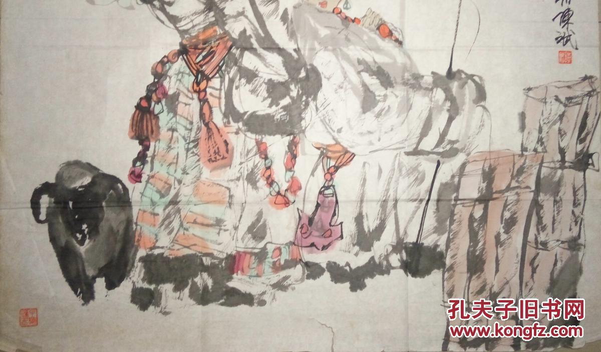 现代著名画家陈斌人物画一幅(保真)