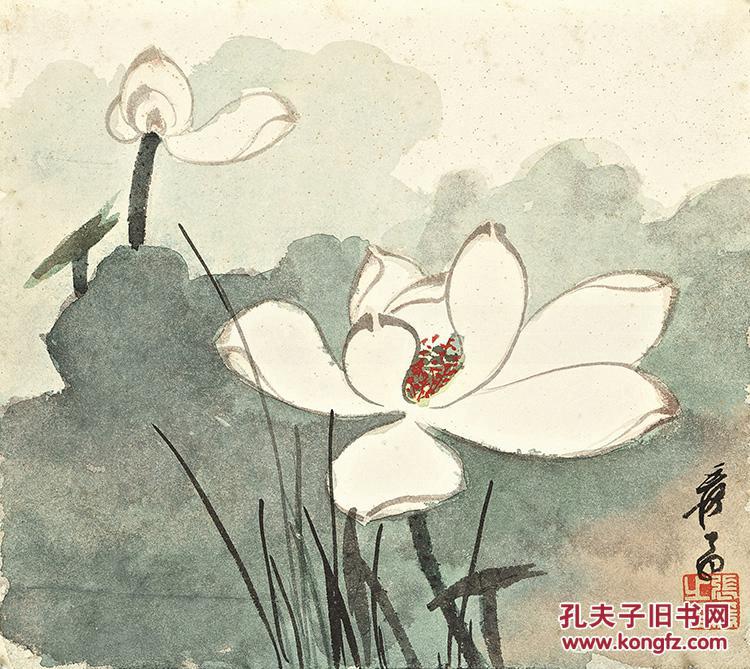 张大千荷花册二