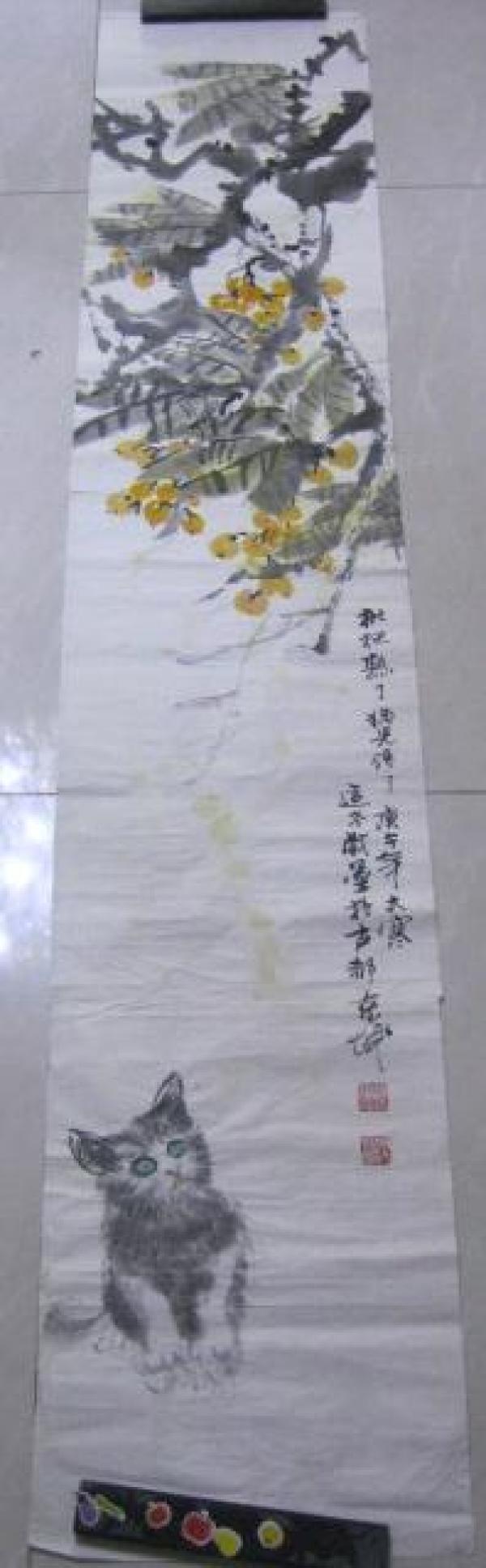 当代天津著名画家 杨适冬 精品大写意花鸟 180*34cm