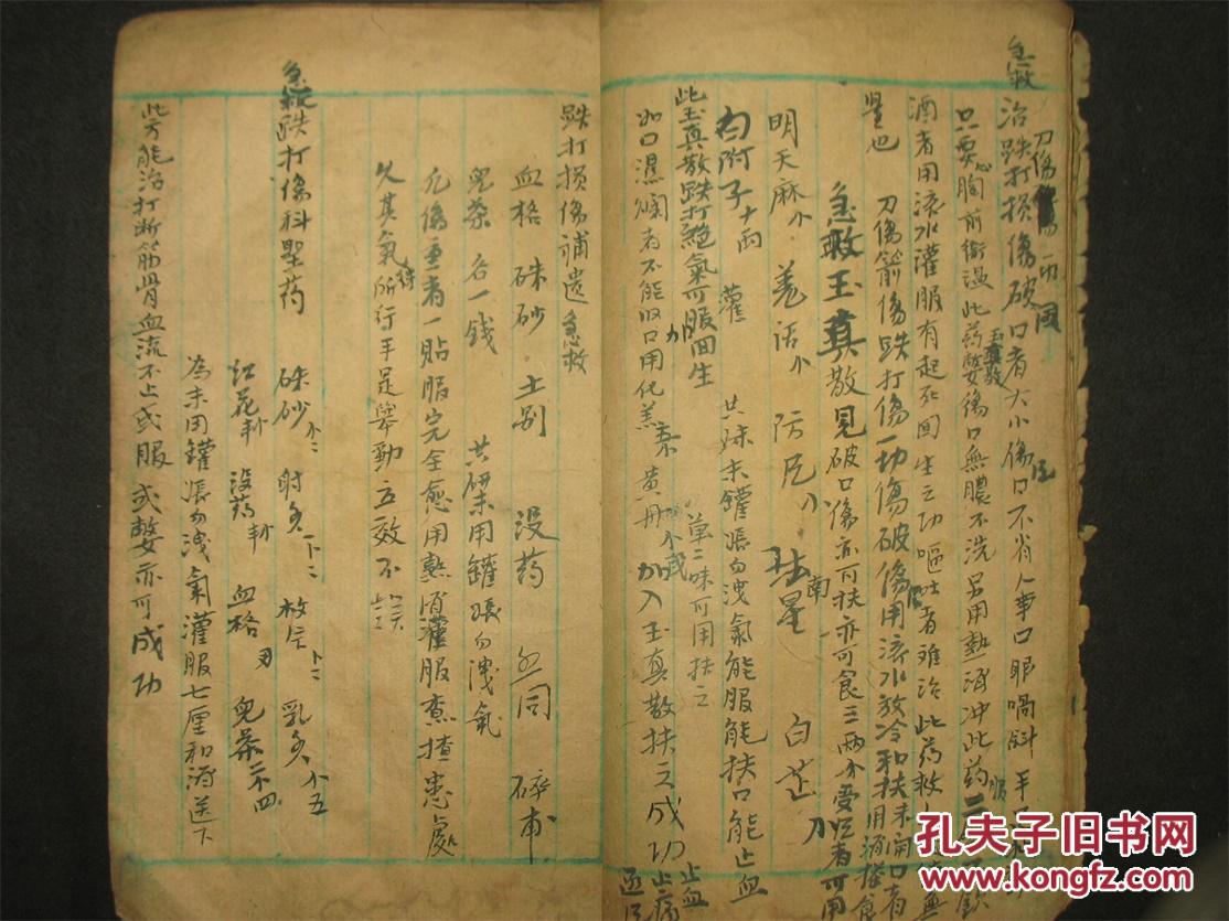 中医古籍抄本药方 跌打伤科 接骨刀伤炮伤等等