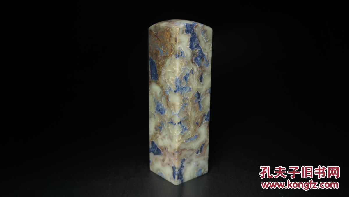 精品大料品种石青田石老矿蓝花印章石料色泽一流印中青花品好无裂越老