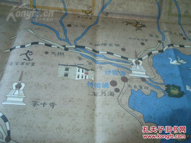 青海湖 手绘版 2008年 2开独版 中英文对照 青海湖景区旅游地图.