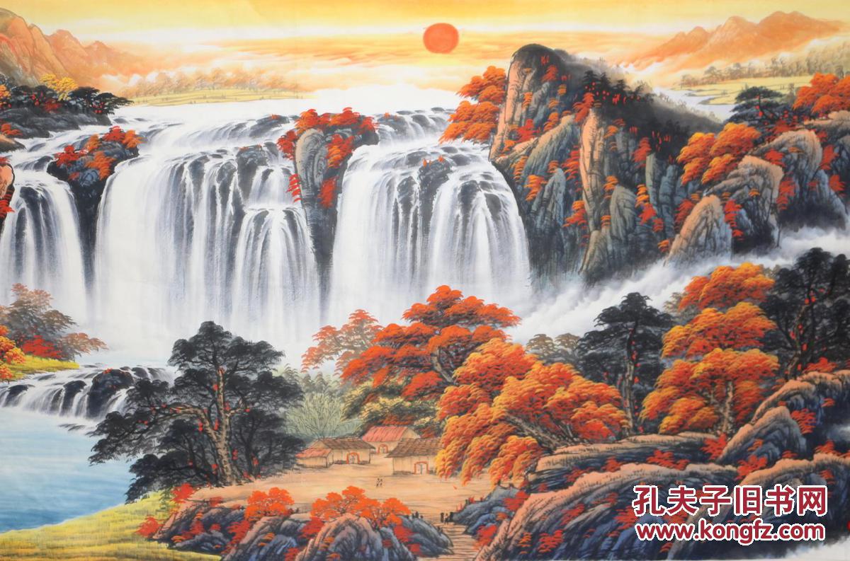 著名山水画家国耀老师纯手绘小八尺聚宝盆山水风水画精品【源远流长】