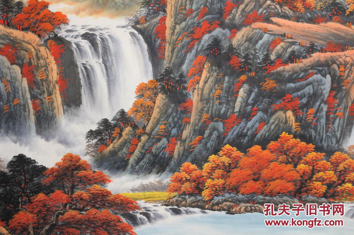 著名山水画家国耀老师纯手绘小八尺聚宝盆山水风水画精品【源远流长】