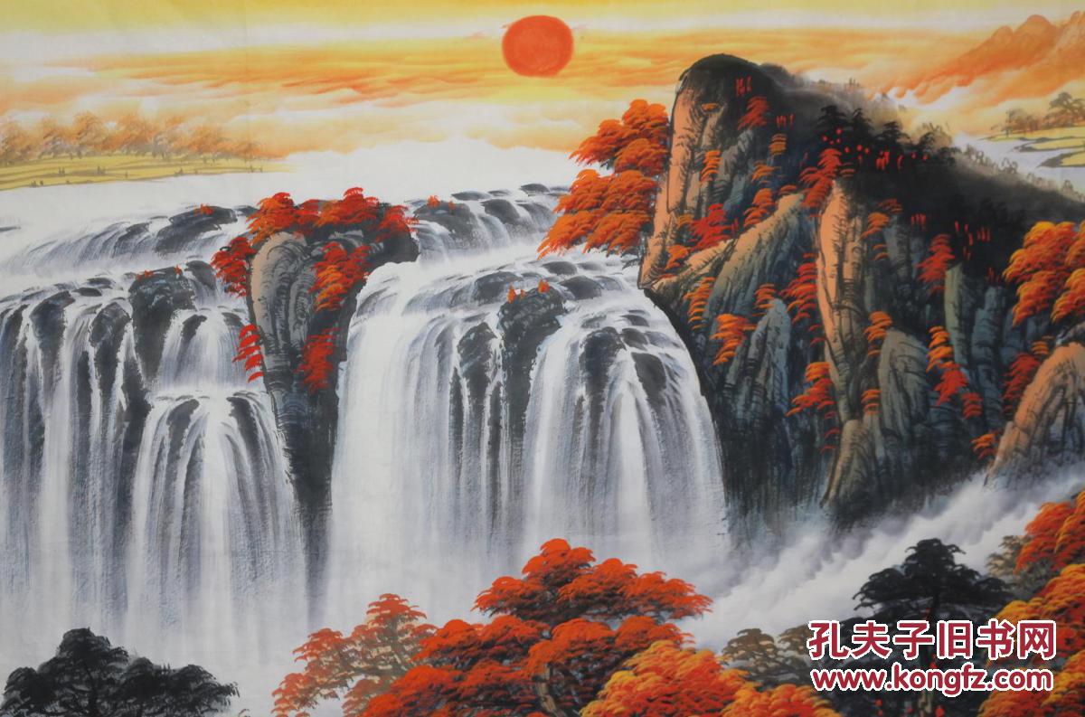 著名山水画家国耀老师纯手绘小八尺聚宝盆山水风水画精品【源远流长】