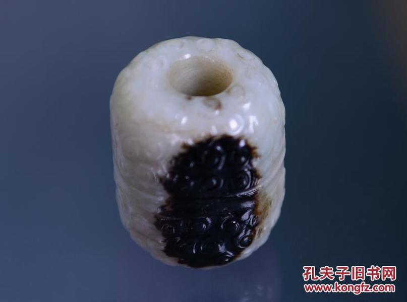 清代和田白 玉籽料提油谷纹勒子 玉滚子