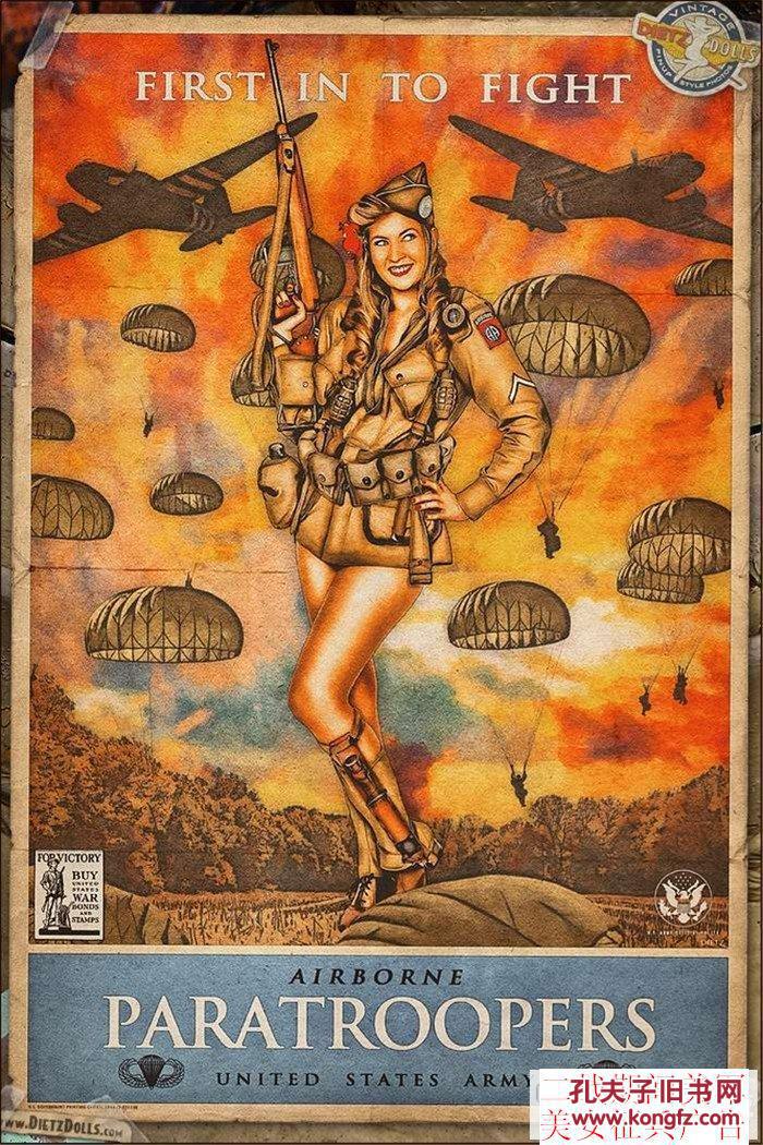 二战时期美国美女征兵广告23张精美图片的7吋照片