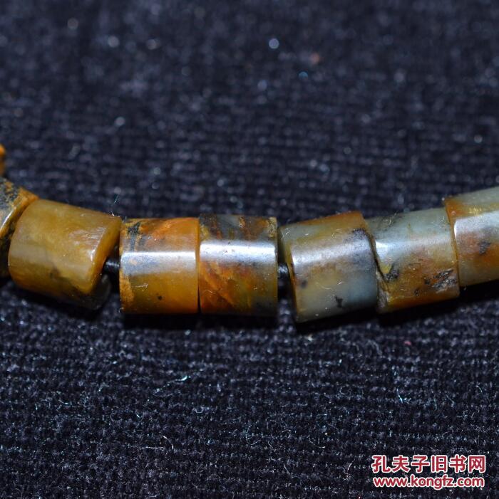 古玩古玉老玉 高古良渚文化 矾石珠子手串 佩件