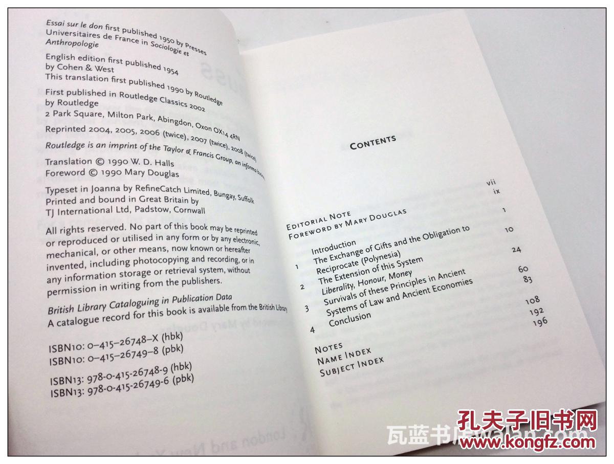 礼物the gift: the form and reason for exchange in