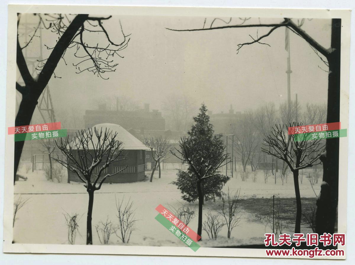 民国北京东交民巷使馆区美国公使馆一带花园雪