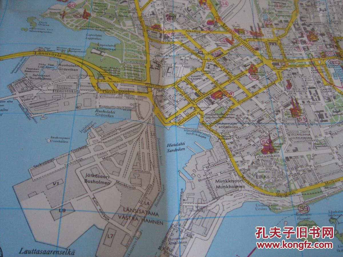 【图】【旧地图】赫尔辛基交通图 4开 1987年