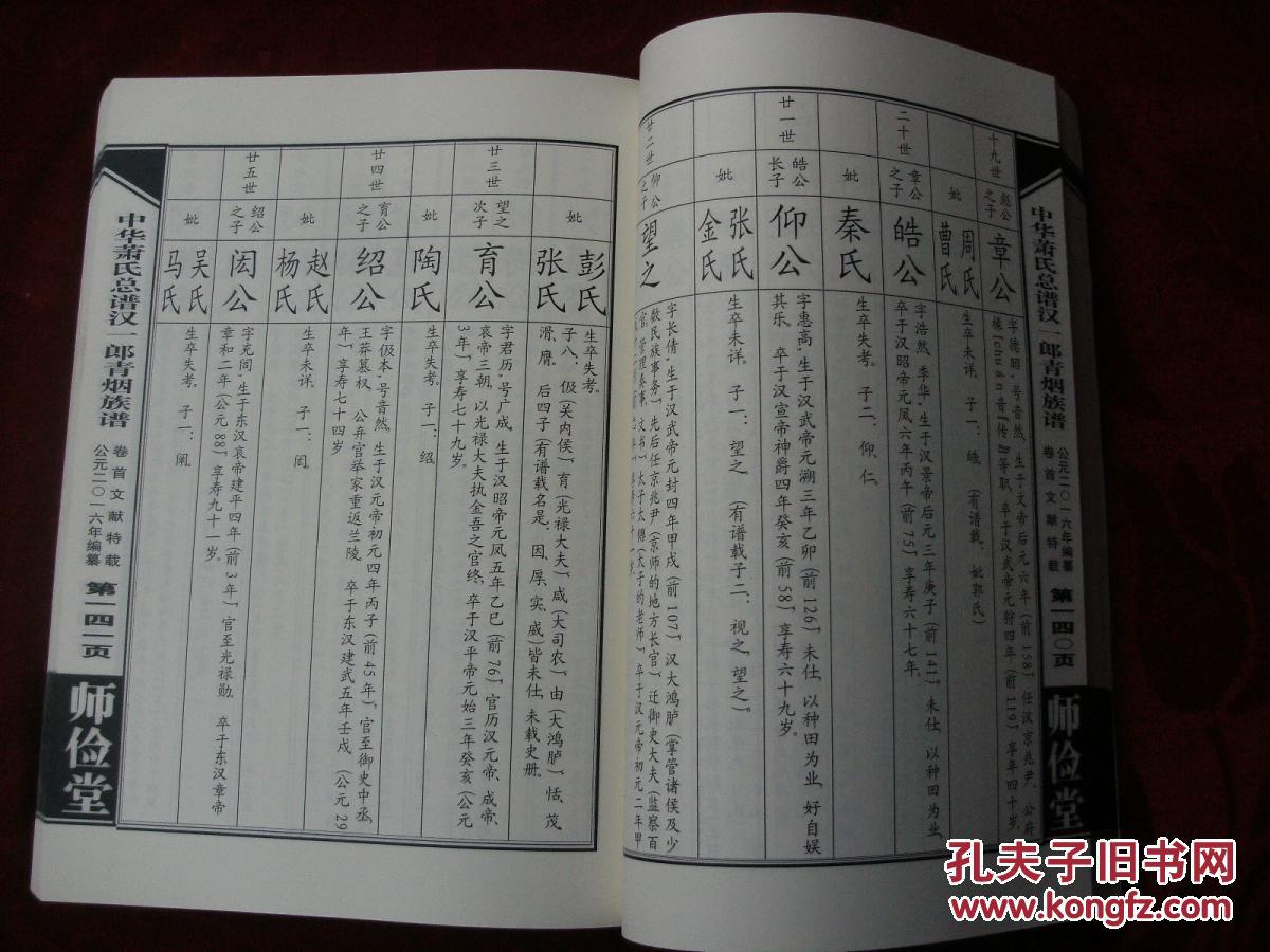 中华萧氏总谱 湖南涟源卷汉一郎宗支青烟族谱