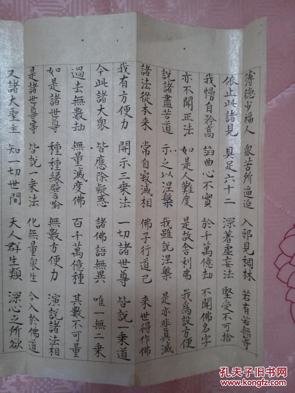 日本手抄《妙法莲华经》经折装断简 拍品编号:27800650