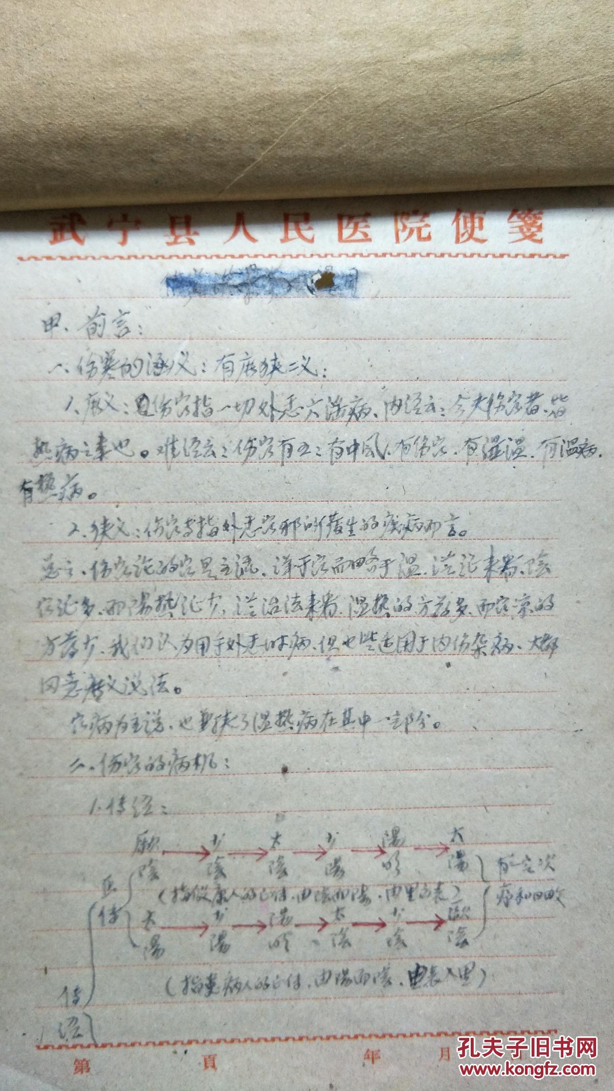 【图】江西省武宁县人民医院六十年代手写备课
