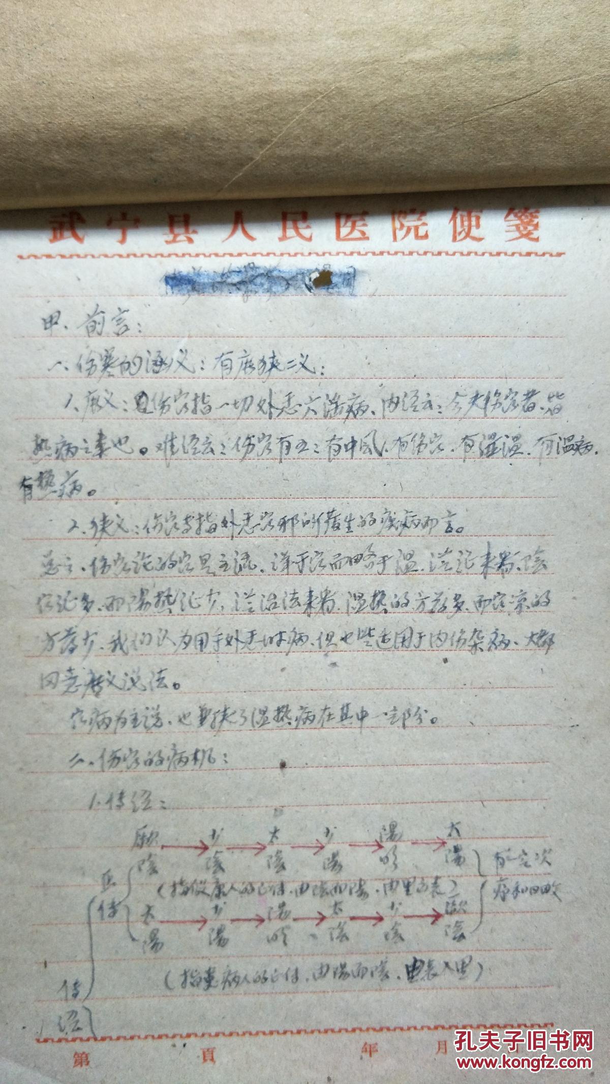 【图】江西省武宁县人民医院六十年代手写备课