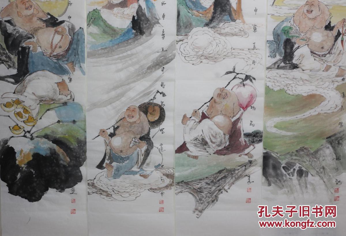 全国著名国画画家李大师纯手绘精品神仙条屏