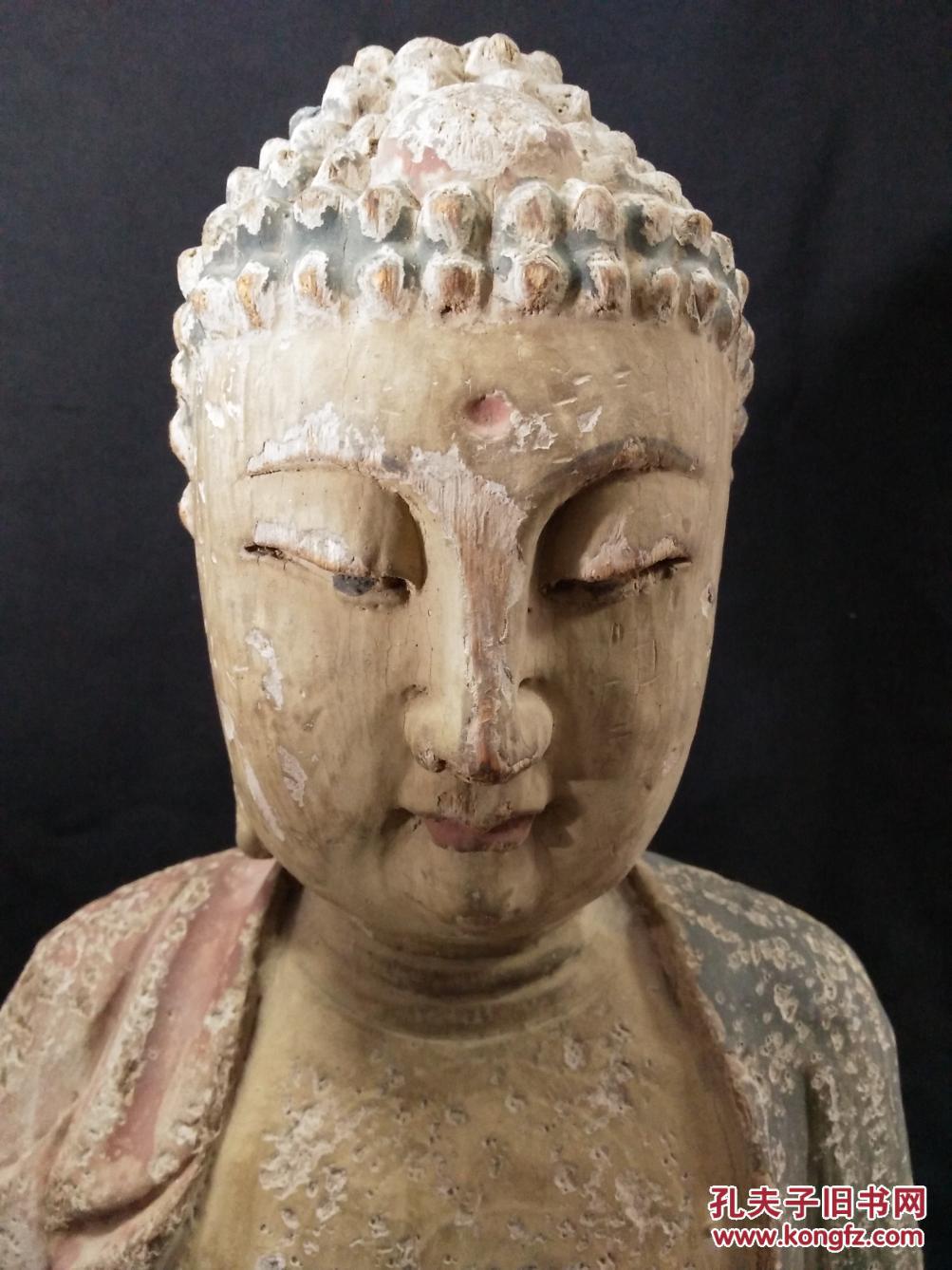宋代彩绘木雕佛像一尊,高54cm