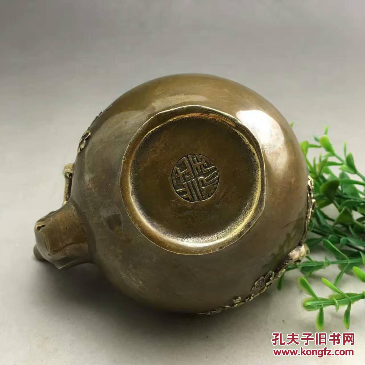 古玩铜器 仿古做旧纯黄铜梅花小铜壶水壶茶壶 手提壶酒壶客厅摆件