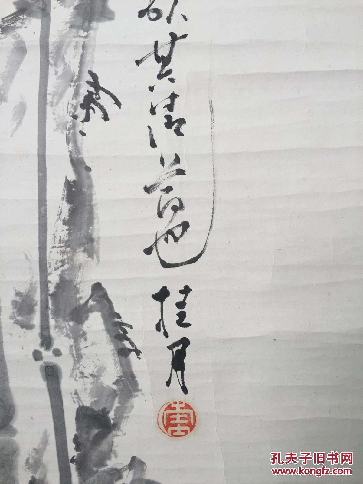 日本最后文人画家 松林桂月 花鸟 立轴 137/42cm保真