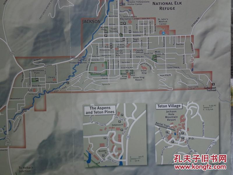 teton national park & jackson美国大提顿国家公园和杰克逊小镇地图