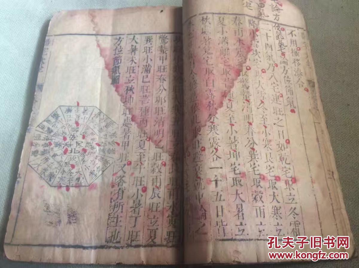 明版 玄学阴阳风水类 木刻本 《八宅四书》一册 存卷三卷四 内有版图